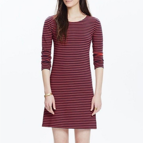 Madewell Sorbonne Red Blue Sailor Stripe Dress Size XXS - Picture 1 of 7